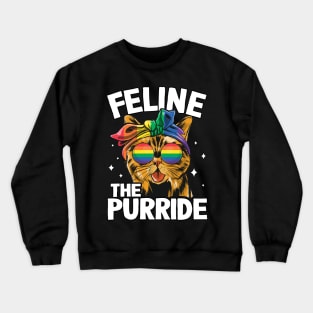 Feline The Purride Cat LGBT Gay Pride LGBTQ+ Crewneck Sweatshirt